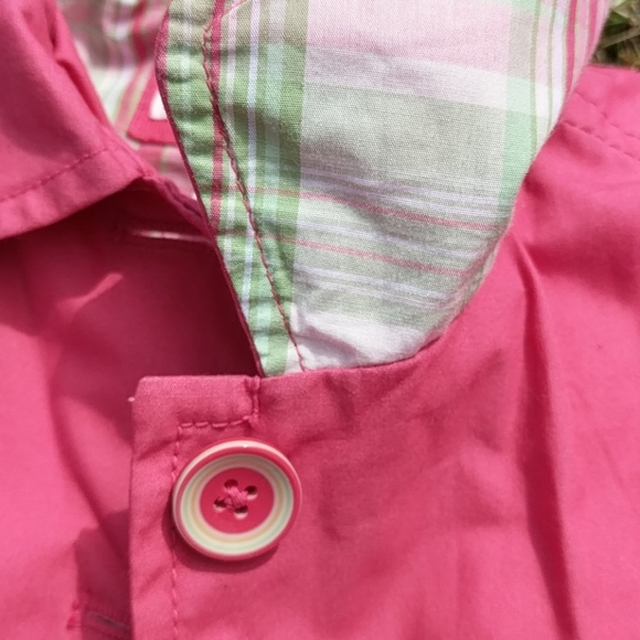 Girls pink spring raincoat with plaid lining - Picture 3 of 6